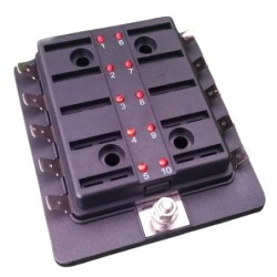 Caja Portafusibles 10 Uds Positivo Comun Con Led