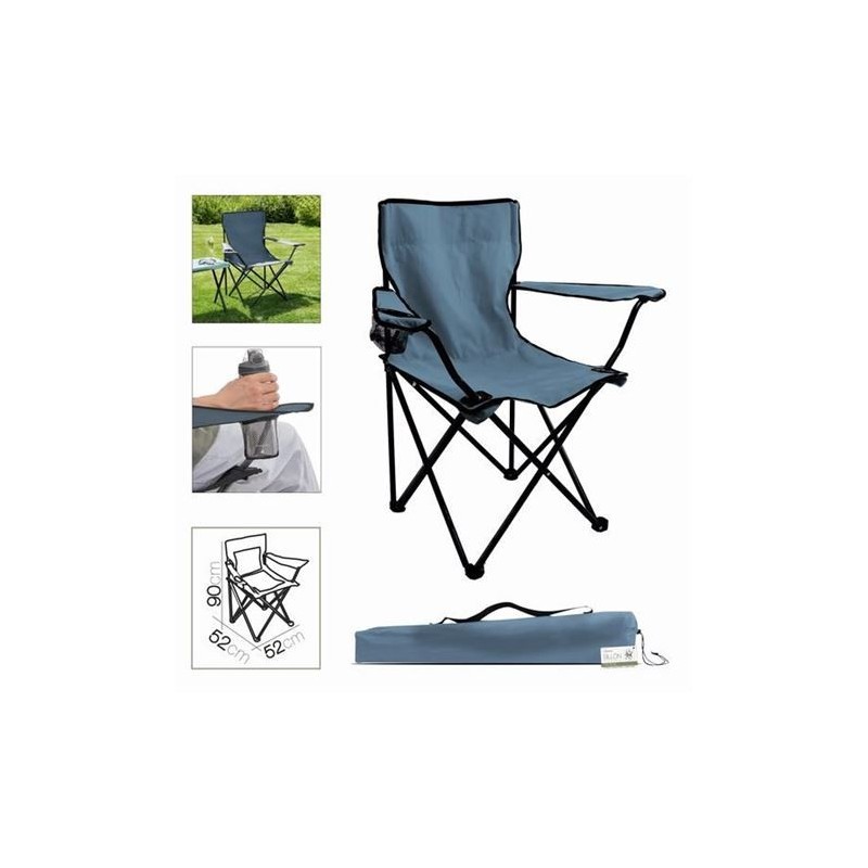 Silla Camping Plegable Azul Marino 52x52x90cm